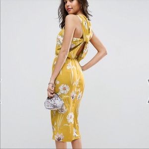 Asos floral draped back midi dress